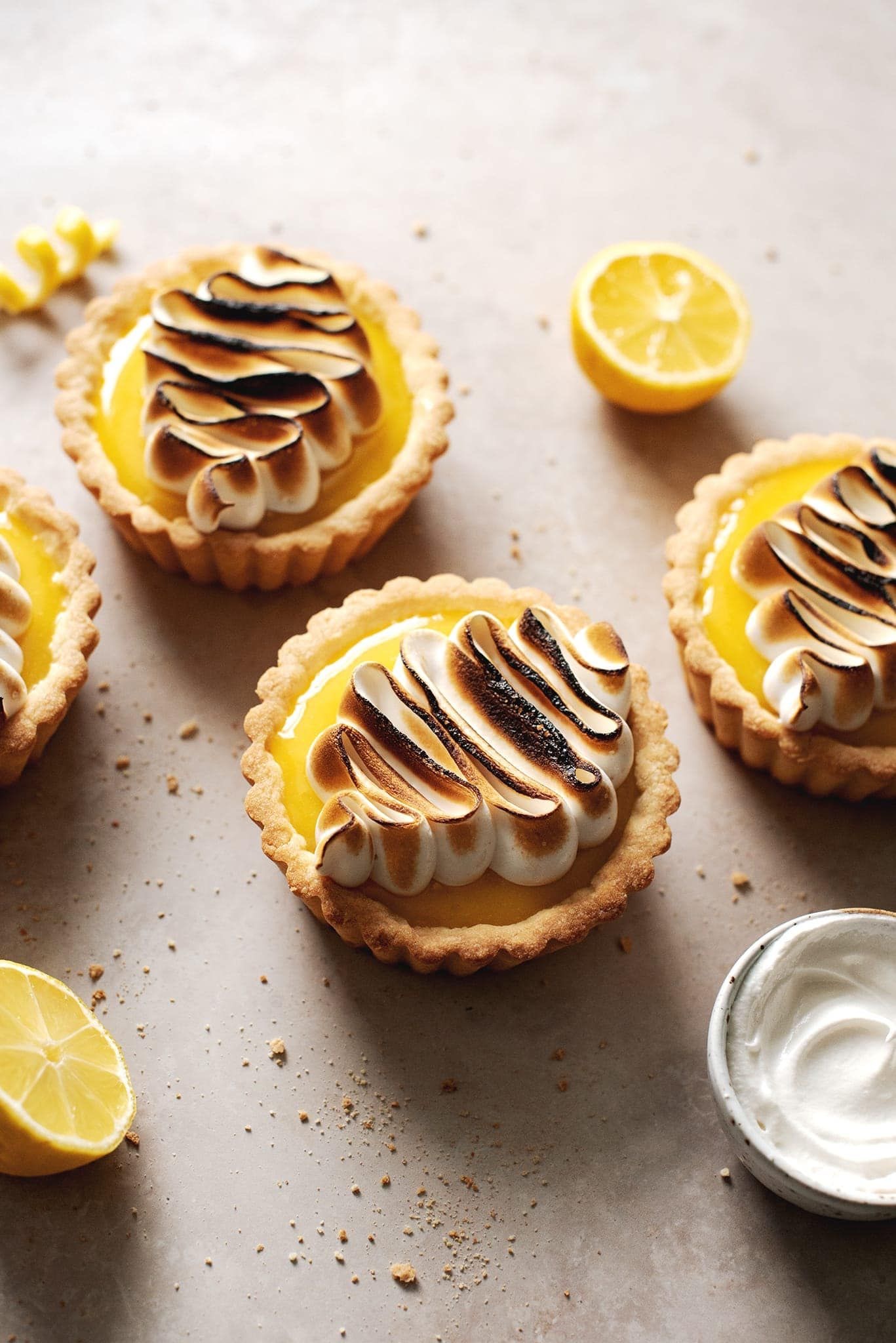 Lemon Tart — silky lemon curd with torched meringue crown