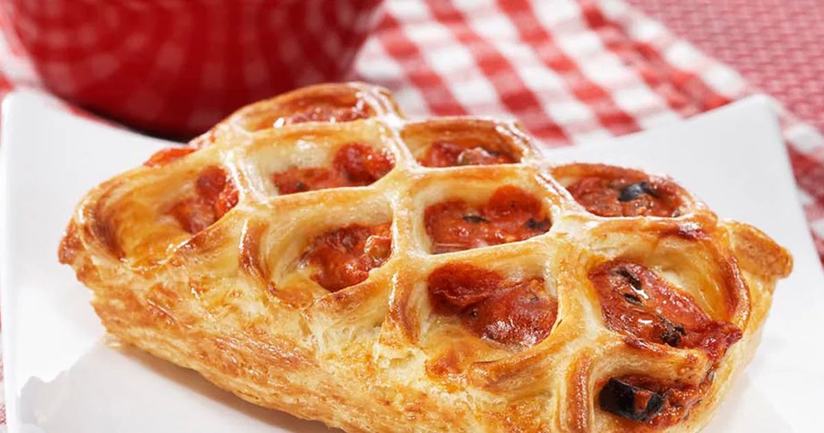 Tomato Bistro — puff pastry lattice with roasted cherry tomatoes and olives