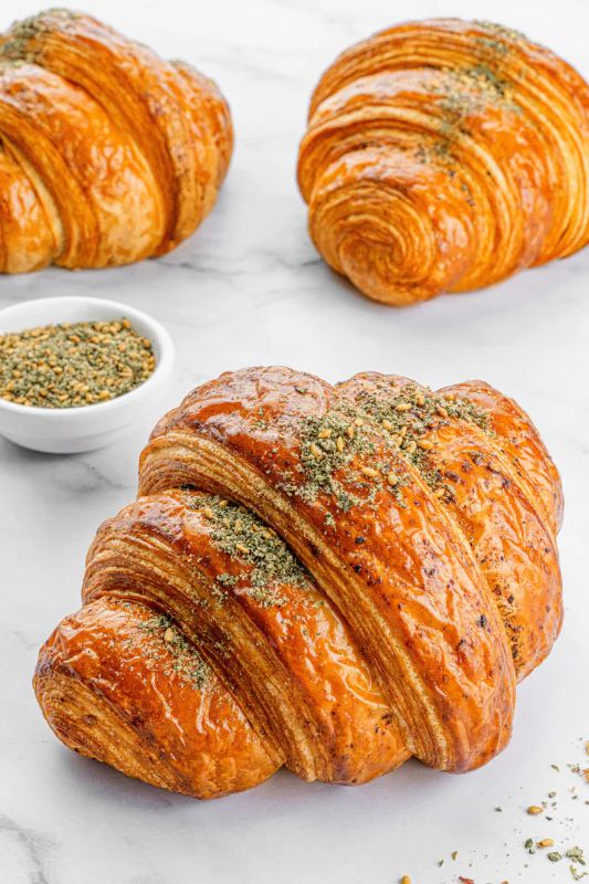 Za'atar Cheese Croissant — buttery croissant dusted with Levantine za'atar and aged cheese